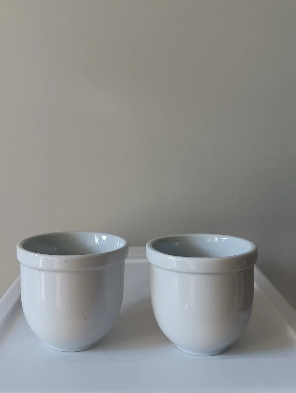 Pottery Barn Ceramic Classic Coffee Mugs White Set of 2 Handled Thick Rim Bistro